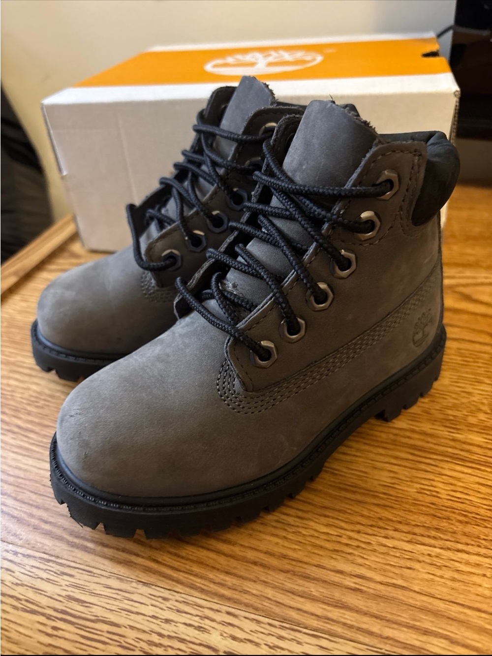 Timberland Grey Kids Nubuck Lace-Up Boots